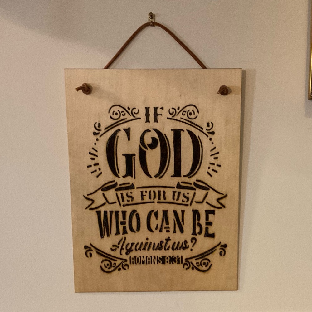 🕊Romans 8:31 Scripture Verse Hand Burned Ready To Hang Wood Sign!